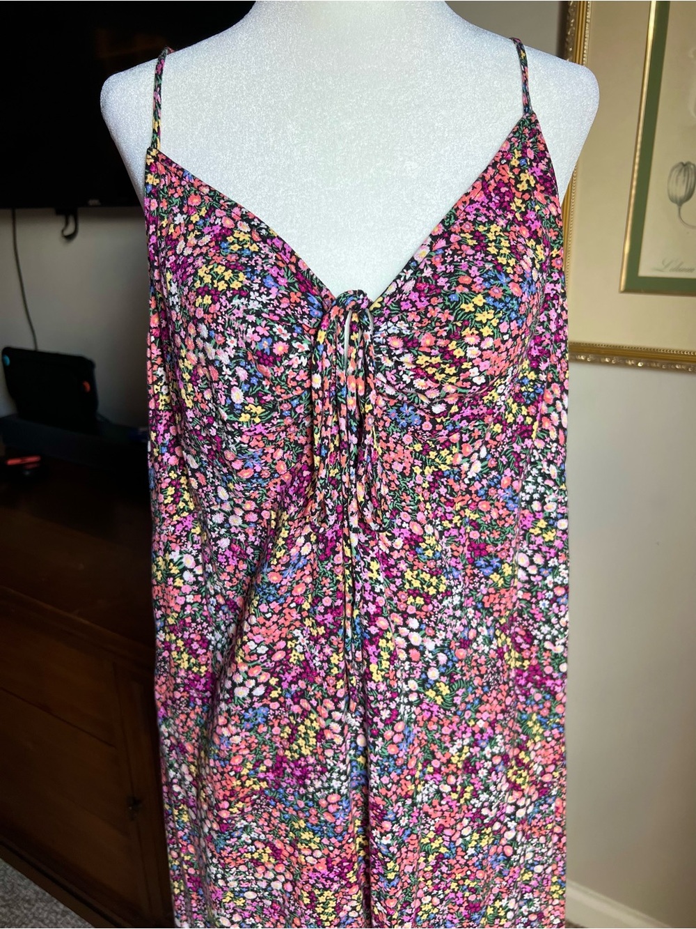 H&M Floral Backless Spaghetti-Strap Dress